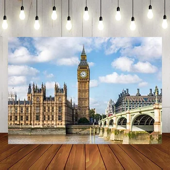 Big Benas Anglija Tiltas Londono Vestminsterio Parlamento Rūmų Fotografijos Fonas Laimingas Gimtadienio Fone Dekoras Reklama