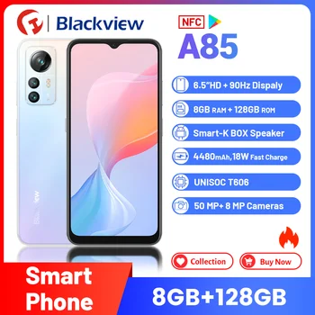 Blackview A85 Išmanusis telefonas,8 GB+128GB,4480mAh, Android 12,Unisoc T606,Octa Core Telefoną,50MP 6.5