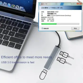 C tipo STEBULĖS 5in1, USB 3.0 Multiport Splitter Adapteris su SD TF Uostų Kortelės Skaitytuvą, skirtą 