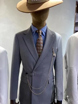 Custom Naujausios Konstrukcijos Pilka Oficialią Vestuvių Kostiumai Vyrams Mados Prom Jaunikis Tailless Suknelė Mans 