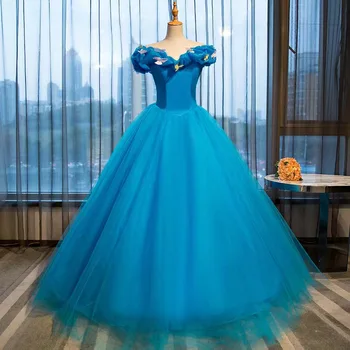 Dangus Mėlynas Blizgučiai Quinceanera Suknelės Nuo Peties Kamuolys Suknelė Saldus 16 Princesė Aplikacijos, Nėrinių Prom Chalatai Vestidos De 15 Años