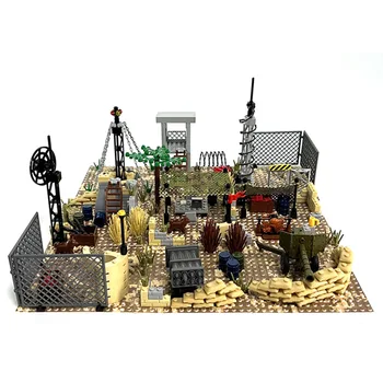 Desert Camp Kareivinės Bazinių Karinių SS Blokai Radiolokacinis Bokštas Artilerijos Sargybinis Gynybos Plytų Žaislai Suderinamas Su LEGO