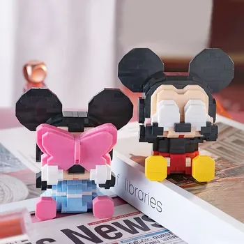 Disney Mickey Mouse Animacinių filmų Animacija Kūrybos kibirkštį Surinkti Kūrimo Bloką Lėlės Kawaii Kambario Dekoracija Vaikų Žaislas
