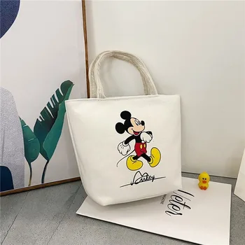 Disney Mickey Mouse ir Minnie animacinių filmų animacija daugiafunkcinis drobės pietūs maišą moterų nešiojamos rankinės makiažas saugojimo krepšys