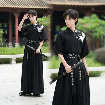 Dragon Siuvinėjimo Samurajus Kostiumas Tradicinių Hanfu Trumpą Suknelę Moteris Ar Vyrus Azijos Drabužių Cosplay