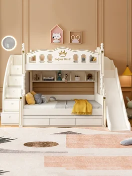 Dviaukštės lovos, dviaukštės lovos, motina ir dukra, lovos medinės lovos ir kietos medienos dviaukštės lovos, aukštyn ir žemyn