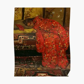 Edvardo Raudoną Kimono Plakato Nuotrauką Spausdinti Šiuolaikinės Tapybos Freskos Juokinga, Sienų Dekoras Apdailos Kambarys Senovinių Namų Meno Be Rėmelio