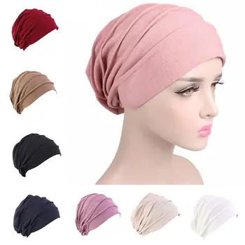 Elastingas Plaukų Slinkimas Skarelė Beanies Miego Kepurės Moterims Turbaną Skrybėlę Musulmonų Hijabs Chemo Skrybėlę Galvos Wrap