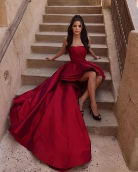 Elegantiškas Raudonas-Line Prom Dresses Stebėjimo Satino vakarinę suknelę 2024 Vestidos de gala Oficialus Suknelės Kokteilis suknelė