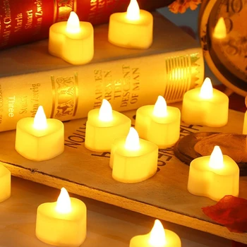 Flameless Led Žvakė Namuose Kalėdų Vakarėlį, Vestuvių Dekoravimas Širdies formos Elektroninių Baterija-Energijos Tealight Žvakės