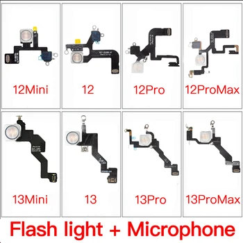 Flash Light Su Mikrofonu Flex Cable for iPhone 12 13 Mini Pro Max Pakeitimo Dalis