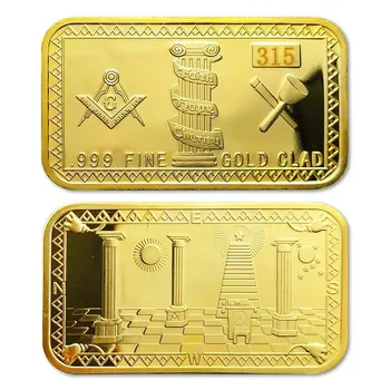 Freemasons Auksą, Sidabrą, 1 oz Baras Masonų Simboliai Didinga Psichikos Amatų Aukso Juosta Su Atskiros Serijos Numeris