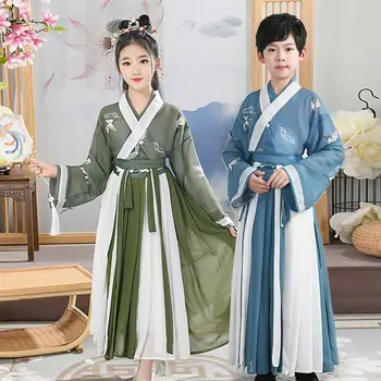 Hanfu Suknelė Senovės Kinų Kostiumas Vaikams, Vaikų Drabužiai, Liaudies Šokio Spektaklis Tradicinės Suknelės Berniukas ir Mergaitė