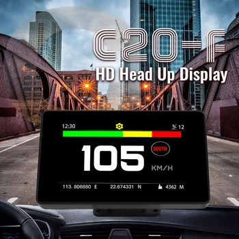 Head Up Display C20-F GPS HUD Automobilio greičio viršijimo Signalas Kompasas Elektronika GPS Spidometras Gabaritai Auto borto Kompiuteris sensoriniu Ekranu