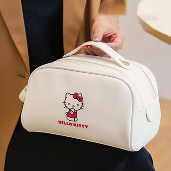 Hello Kitty Melodija Kuromi Nešiojamų Kosmetikos Krepšys Anime Ir Animacinių Filmų Pu Dvigubas Užtrauktukas Maišelį Moterų Didelės Talpos Kelionių Saugojimo Krepšys Dovanų