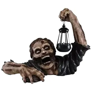 Helovinas Dekoro Nuskaitymo Žibintų Zombie Statula Su LED Šviesos Dervos Amatų Helovinas Haunted Namo Kieme Sodo Dekoro Siaubo Prop