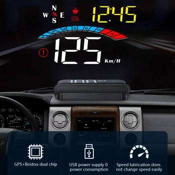 HUD Head-Up Display Automobilių stiliaus GPS Hud Ekranas greičio viršijimo Įspėjimo prekinis, galinis Stiklo Projektorius Signalizacijos Sistemos Visoms Transporto priemonėms,