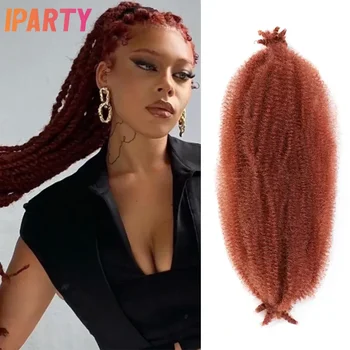 IPARTY 24 Colių Vario Raudona Elastingos Afro Pasukti Plaukai Sintetiniai Anksto Atskirti Garbanotas Plaukų Pratęsimo Nėrimo Kasytės, Plaukų Moterims