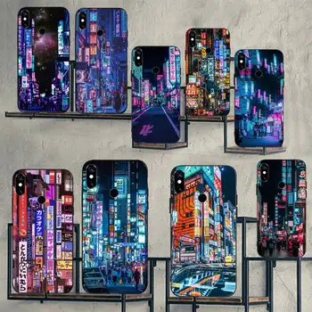 Japonų Estetikos Tokijo Neoninės Šviesos, Miesto Gatvės, Telefono dėklas, Skirtas Xiaomi redmi pastaba 12 11 10 7 8 9 4G 5G T S i ultra poco X3 pro