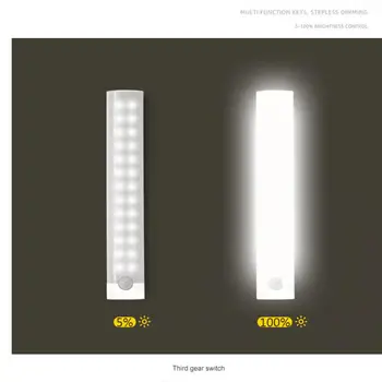 Judesio Jutiklis Šviesos Belaidžio Naktį LED Lemputė USB Įkrovimo Naktį Lempa Virtuvės Spinta Spinta Lempos Laiptų Apšvietimas