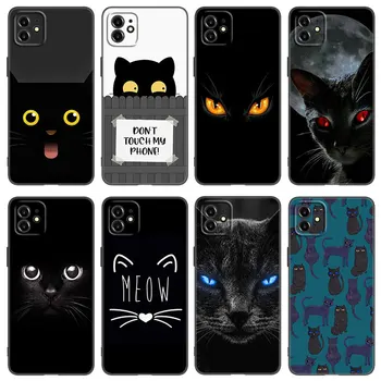 Juoda Cute Kačių Telefono dėklas Skirtas Apple iPhone 