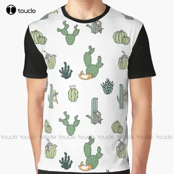 Kaktusai Katės Grafinis T-Shirt Skaitmeninis Spausdinimas Tee Marškinėliai Streetwear Xxs-5Xl Naujas Populiarus Unisex Kalėdų Dovana