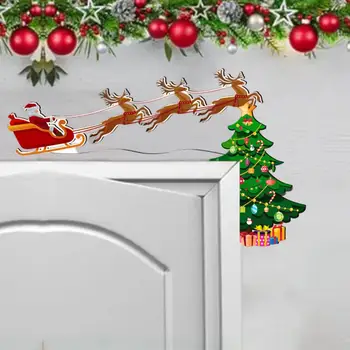Kalėdų Dekoro Šventiniai Kalėdų Sienų Lipdukai Animacinių filmų Kalėdų Senelio Elnių Kalėdų Eglutės papuošalus už Kambario Durų Rėmai Naujas