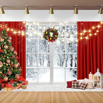 Kalėdų Langą Fotografijos Fonas Žiemos Sniego Arenoje Kalėdų Dekoracijos Fone Kalėdų Šventė Šalies Reklama