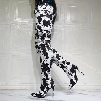 Karvė Modelis Kelio Batai Pusėje Užtrauktukas Stiletto Kulniukai Pažymėjo Tne Didelis Dydis Batai Moterų Mados Batai 2023 Zapatos Para Mujere