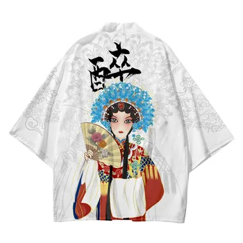 Kinija Fengjing Operos Spausdinti Paplūdimio Japonų Kimono Plius Dydis XS-6XL Mados Mantija Rinkiniai Megztinis Vyrams Yukata Haori moteriški Drabužiai