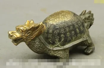 Kinijos FengShui Paauksuota Bronza Ilgaamžiškumas Shou Dragon Vėžlys Statula