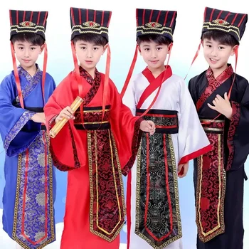 Kinijos skraiste senovės mokslininkas studentų kostiumai vaikams, suaugusiems Kimono Kinijos Tradicinės Derliaus Etninės cosplay Vaikas Kostiumas Hanfu