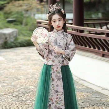 Kinijos Vaikai Skraiste Kostiumas Mergaitėms, Vaikams, Kimono Kinijos Tradicinės Derliaus Etninės Antikvariniai Suknelė, Kostiumas Cosplay Hanfu Rinkinys