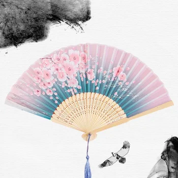 Kinijos Vintage Stiliaus Lankstymo Ventiliatorius Šilko Rankinį Ventiliatoriaus Sulankstomas Bambuko Įrėminti Dekoratyvinis Lankstymo Gerbėjų Moterų Vestuves