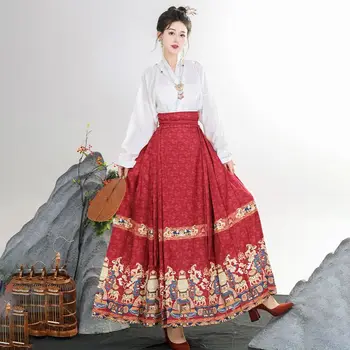 Kinų Stiliaus Fėja Hanfu Suknelė Princesė Drabužių Karnavalas Kostiumas Ming Dinastijos Arklių Veido Sijonas Senovės Hanfu Suknelė