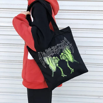 Korėjos Moterų Shopper Bags Derliaus Skeletas Drugelis Spausdinti Drobė Maišelis Atsitiktinis Didelės talpos Mados Pečių Maišą пляжная сумка