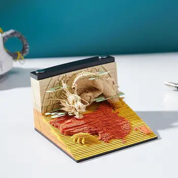 Kūrybos Drakonas Modelio trimatės Bloknotai Sticky Notes 3D Amatų Popieriaus Drožyba Meno Notepad Biuro Stalo Apdailos