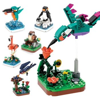 Kūrėjas Flamingo Pingviną paukštis reikmenys, Gyvūnų figūros Blokai Kūrybiniai Žaislai, Paukščiai, Apdailos Plytos SS Modelis Vaikas