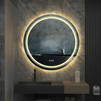 Labai Didelis Apvalus Vonios kambarys LED Tuštybės dušas , viso kūno veidrodis Anti-Rūko šviesos srautą galima reguliuoti Šviesos Makiažas, vonios reikmenys, GY