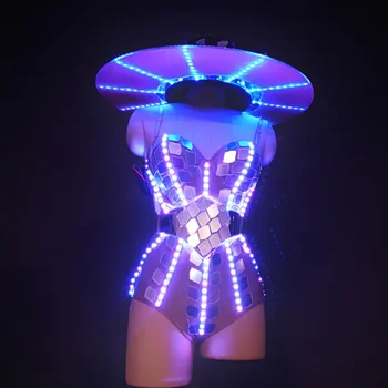 LED Cosplay Kostiumų Futuristinis Šviesą Drabužiai Moterims Šviesos Šou Šalis Šokių Rave Apranga Robotas Gogo Šokėja Išgalvotas Dėvėti