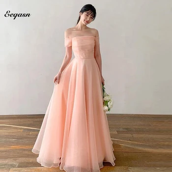 Madinga Ilga Blush Pink vakarinę Suknelę nuo Peties-line Organza Stebėjimo Korėja Prom Atostogų Oficialią Suknelės, Šaliai