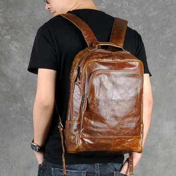 Mados derliaus aukštos kokybės organizatorius natūralios odos vyrų kuprinė atsitiktinis paprasta dizaineriai bookbag paaugliams kelionės nešiojamas bagpacks
