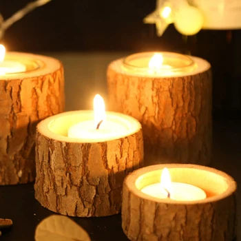 Medienos Lemputės Laikiklį Medinė Žvakidė Sultingi Augalų Puodą Dėklas Žvakių Laikiklis Namų Stalo Darbalaukio Kaimiškas Vestuves Šventė 