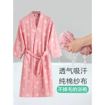Medvilnės marlės, chalatai, moterų absorbentas greitai-džiovinimo rankšluostį, yukata, suaugusiųjų padažu suknelė, vyriški maudymosi galite dėvėti vonios rankšluosčiai