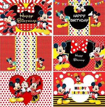 Mickey Minnie Mouse Lyčių Fonas Fonas Rožinis Gimtadienis Fonas Princesė Mergaitės ryškiai Rožinės spalvos Juostelės Baltos Gėlės Kūdikio Vaikas