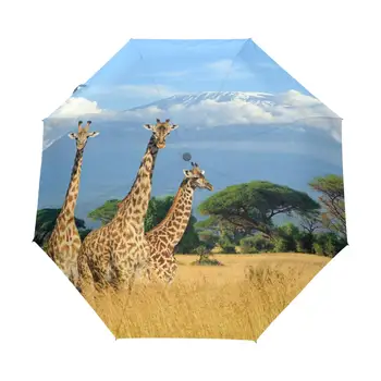 Mielas Žirafa Gyvūninės Vėjo Kelionės Skėčiai Pievų Būtybių Veidrodėliai Lietaus, Skėtis Kompaktiškas, Lengvas, skirtas Paaugliams, Suaugusiems