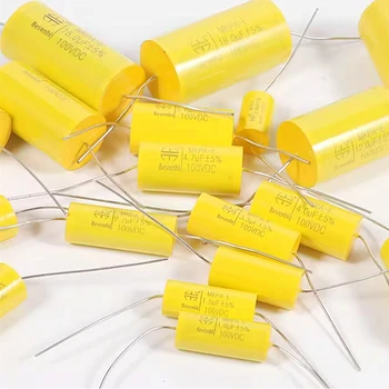 MKPA-E garso dalytuvas kondensatorius geltonos spalvos metalo kino begalinis garsiakalbių priedai, garso kondensatorius 100V 250V MKP 400V