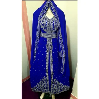 Mėlyna Suknelė Afrikos Kostiumas Bridesmaid, Abaja Ilga Suknelė Oficialų Zawalcowany Dubajus Maroko Ilgi Marškinėliai