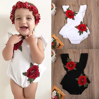 Naujagimio Merginos Rankovių Jumpsuit Gėlių Romper Komplektus baby girl drabužiai bodysuit Sunsuit