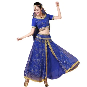 Naujas 4pcs Veiklos Pilvo Šokio Kostiumų Bolivudas Kostiumas Indijos Suknelė Garsiausių Suknelė Moterų Pilvo šokio Kostiumą Rinkiniai